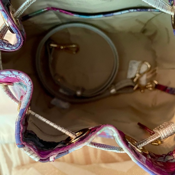 Brahmin Melinda Lavender Blossoming Croc-Embossed Shoulder Bag - Picture 7 of 8